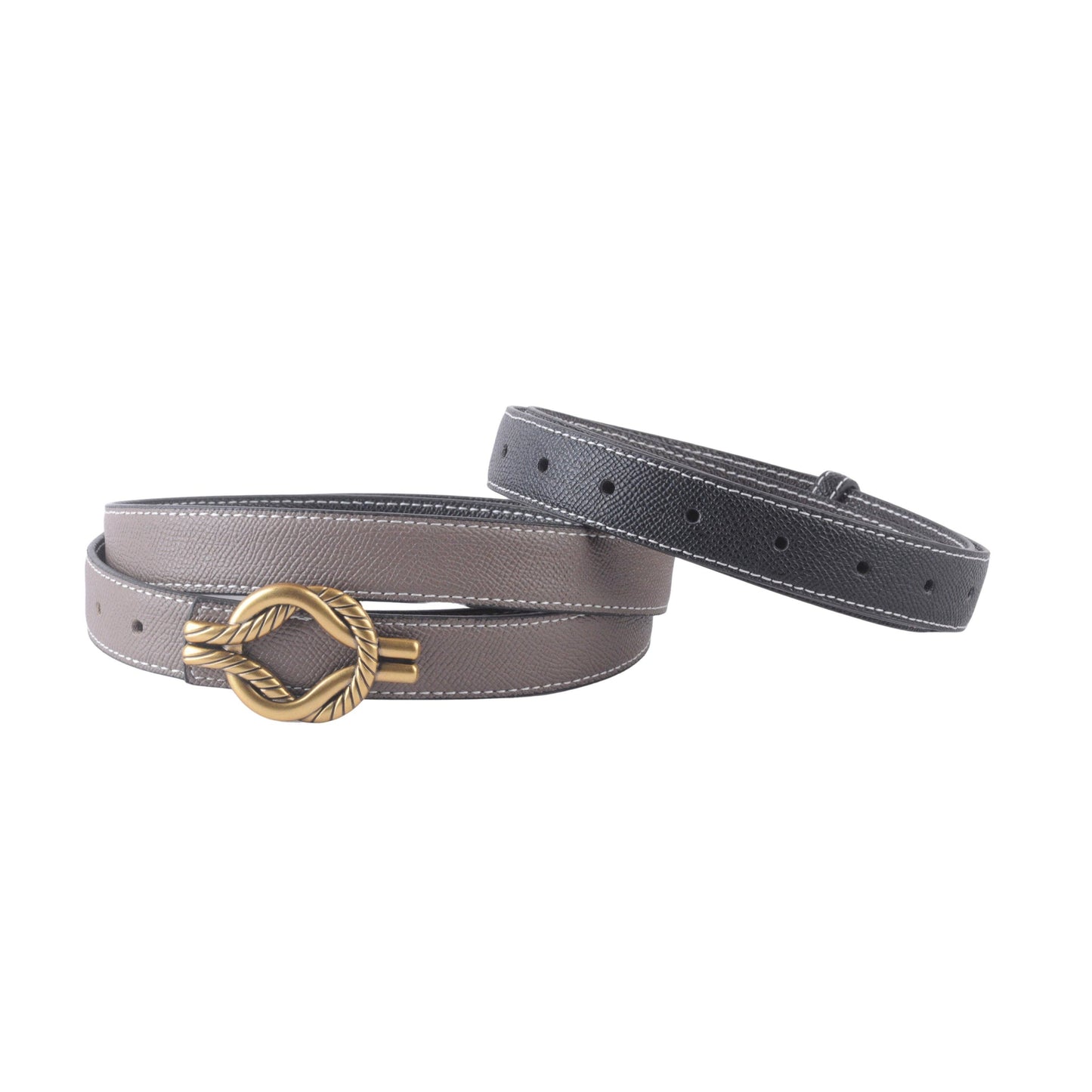Black/Brown Reversible Belt with Linked Chain Buckle