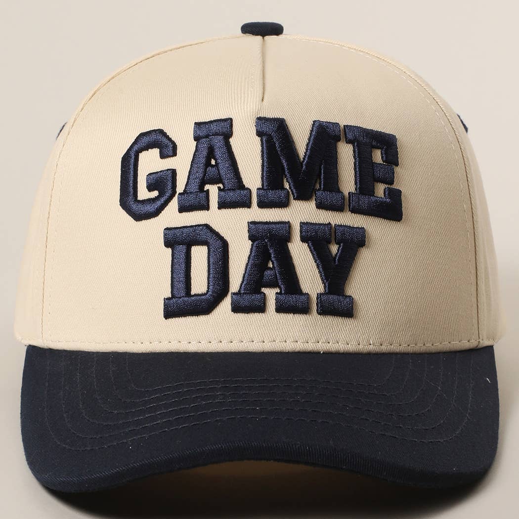 GAME DAY 3D Letter Embroidered Two-Tone Trucker Hat : BGD-WHT / ONE SIZE