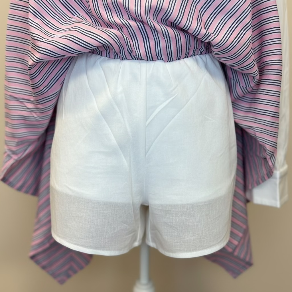 Pink Cotton Striped Movement Skort