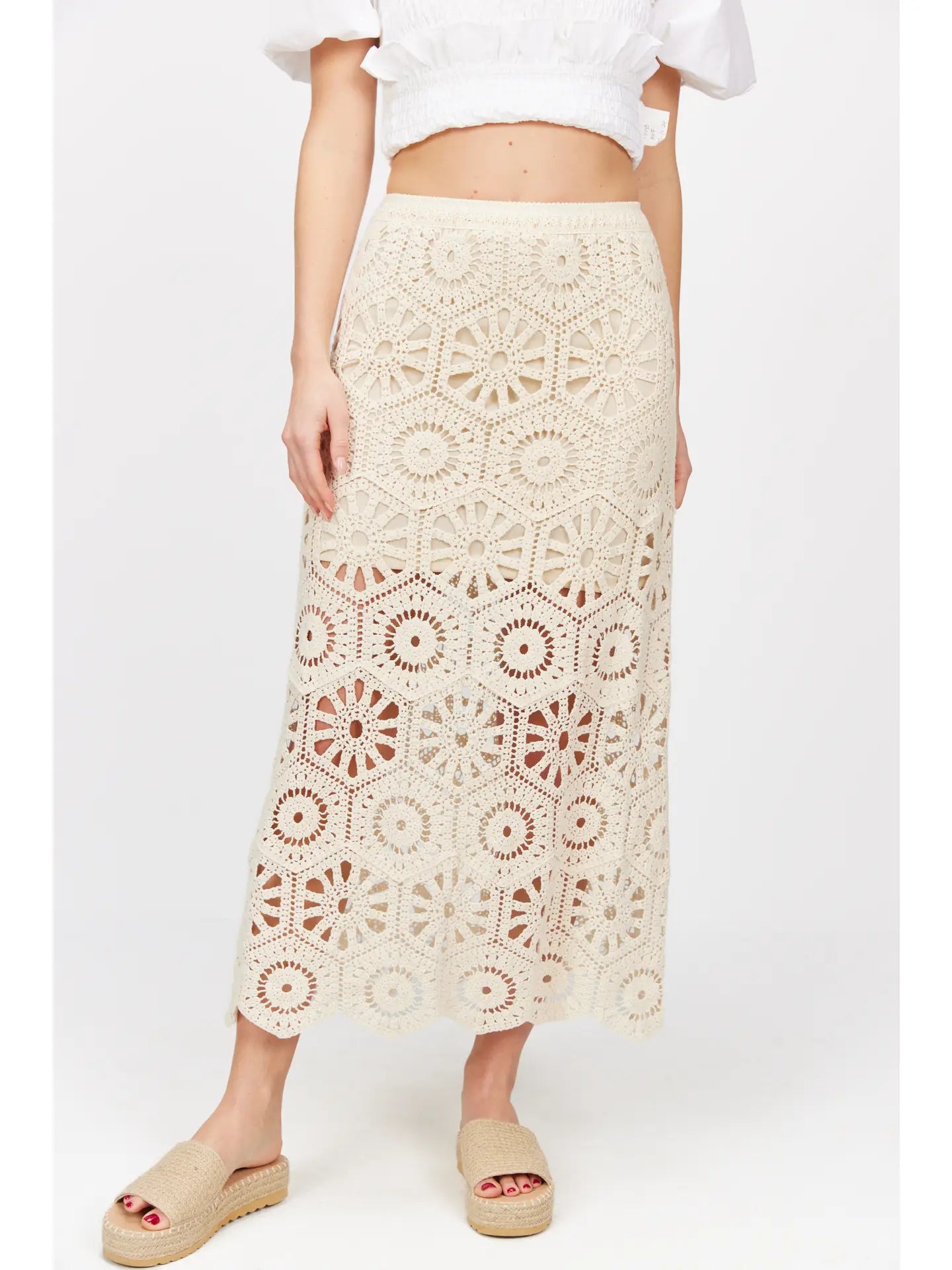 Sand Crochet Maxi Skirt