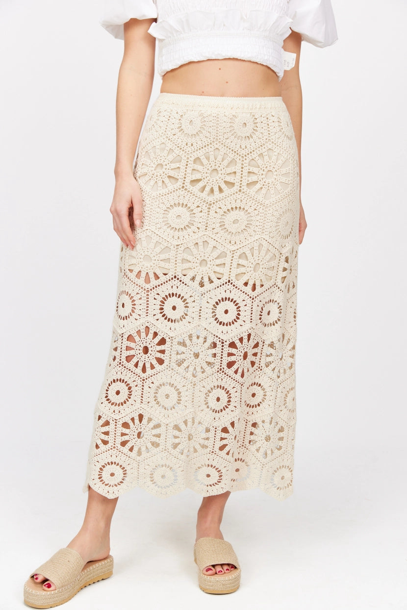 Sand Crochet Maxi Skirt