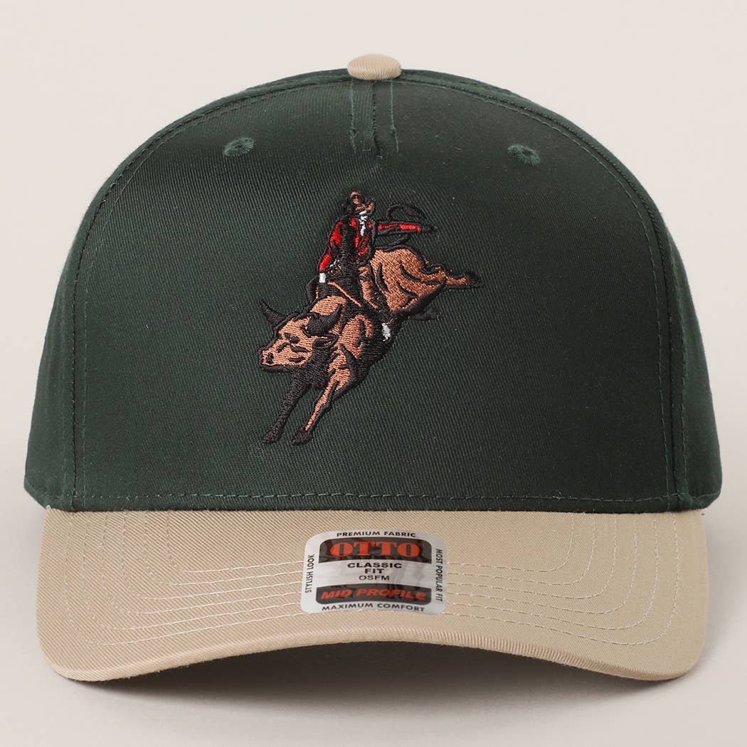 Rodeo Bull Rider Embroidered Trucker Hat : DKGRN/NATL / One Size