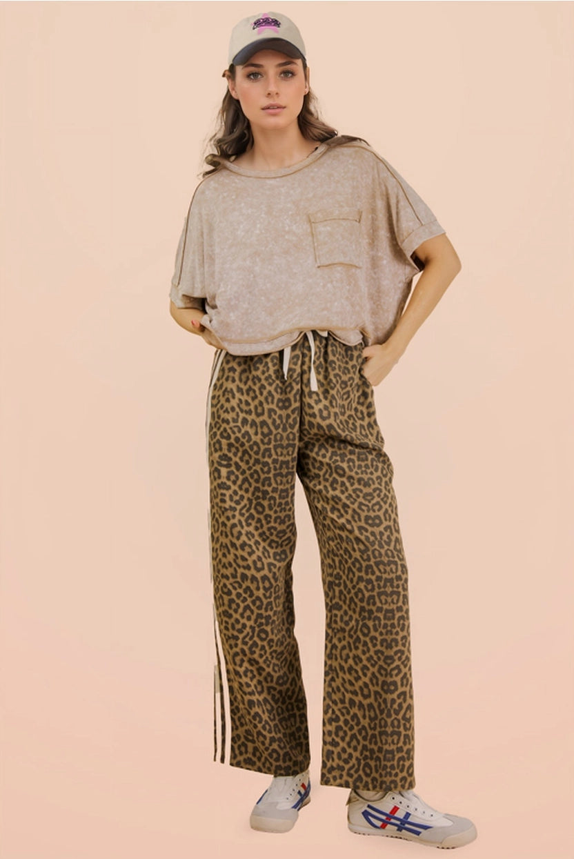 Taupe Mineral Washed Oversized Crop Comfy Knit Top