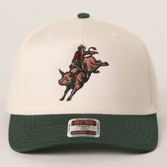 Rodeo Bull Rider Embroidered Trucker Hat : DKGRN/NATL / One Size