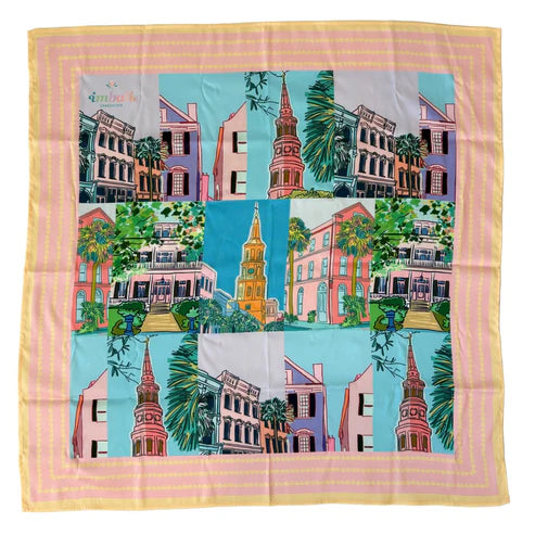 Charleston Pop Scarf 25x25" - Bright Artist Collaboration
