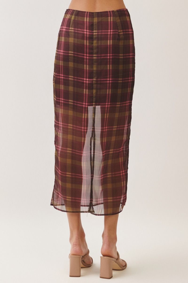 After Hours Sheer Plaid Midi Skirt (part of a set)