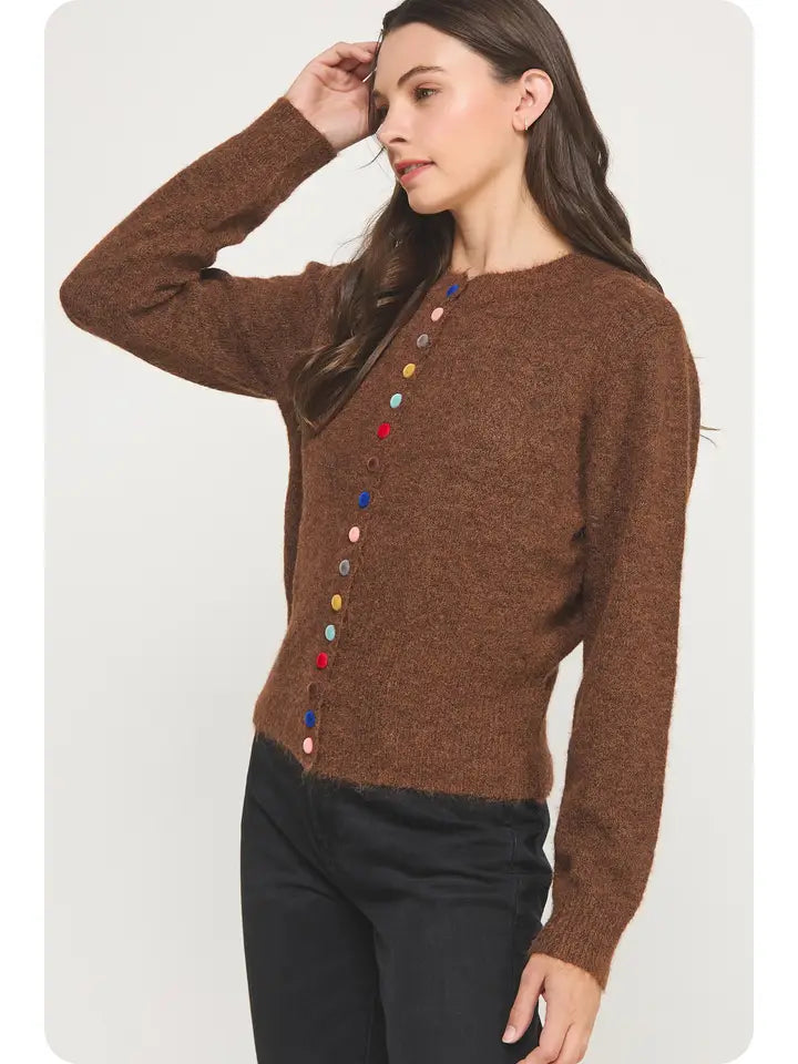 Multicolor Button Knit Cardigan