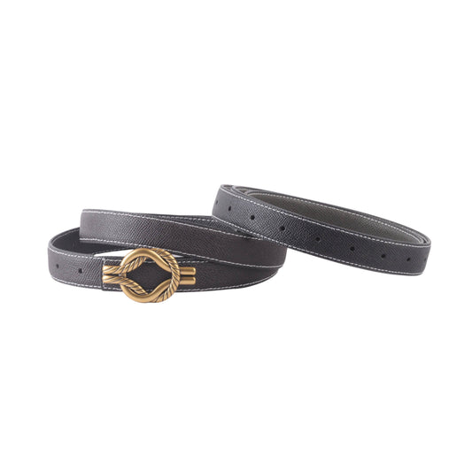 Black/Brown Reversible Belt with Linked Chain Buckle