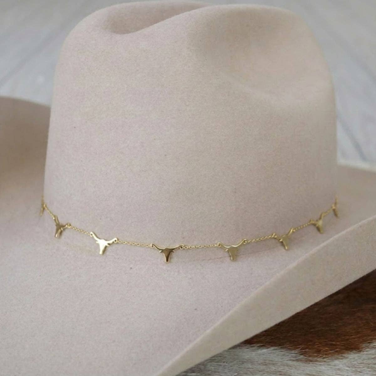 Longhorn 14K Gold Plated Chain HatBand