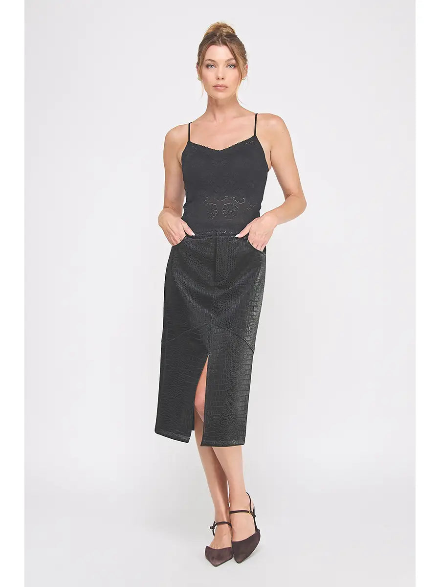 Black Snake Midi Skirt