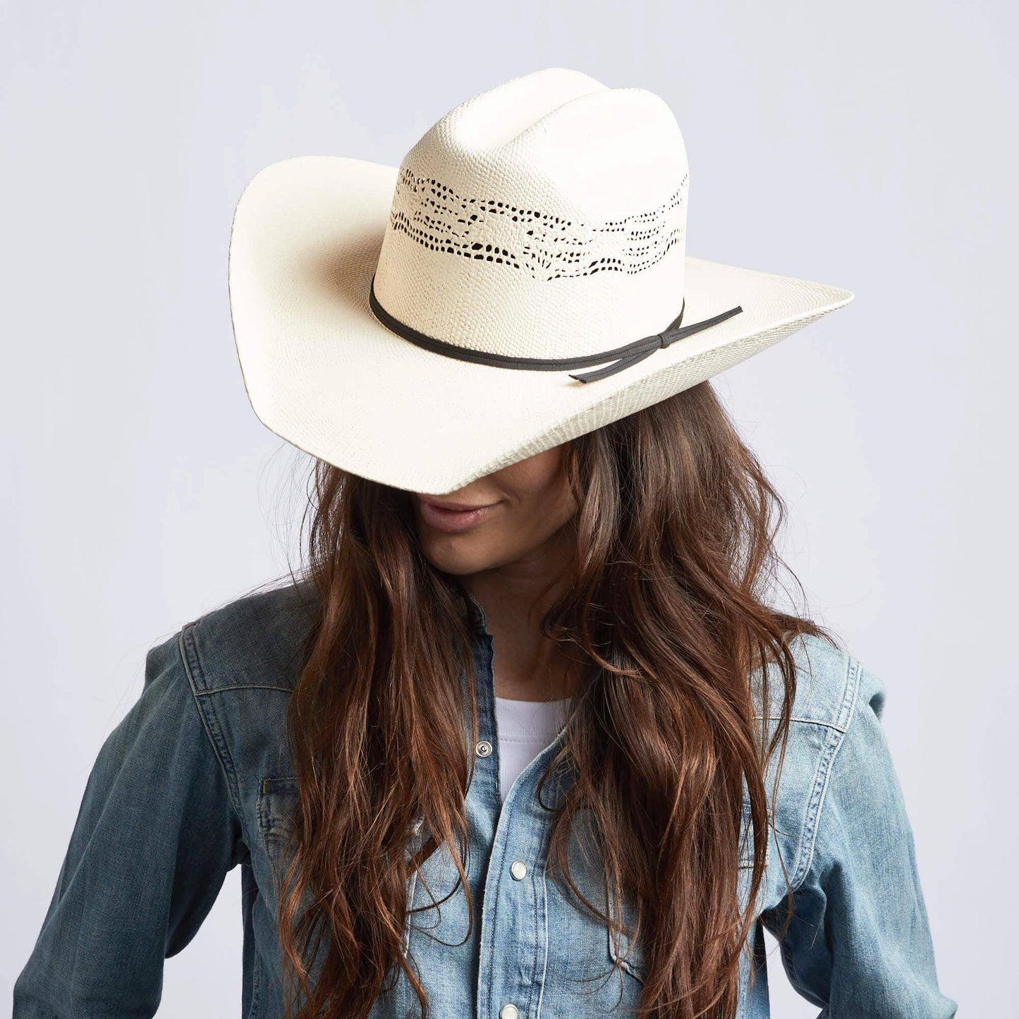 Cream Bangora Straw Western Cowboy Hat