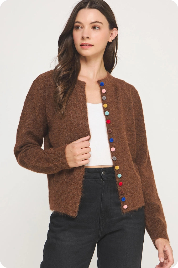 Multicolor Button Knit Cardigan