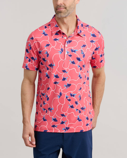 Fish Food Men's Polo: Antique Red / L