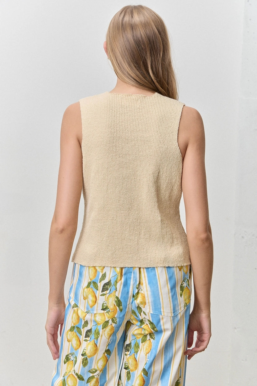 Knit Button Up Vest Top