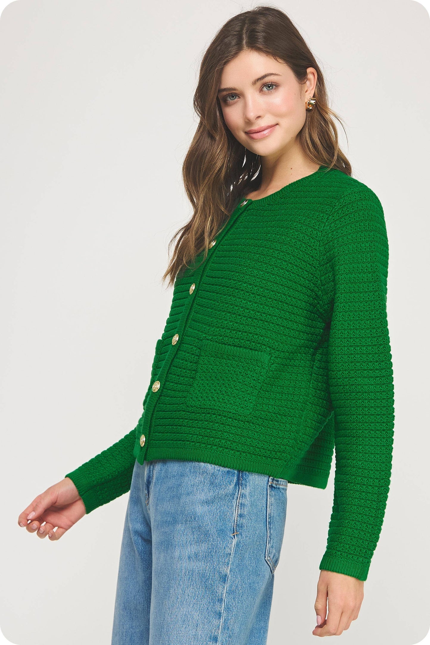 Emerald Textured Knit Cardigan