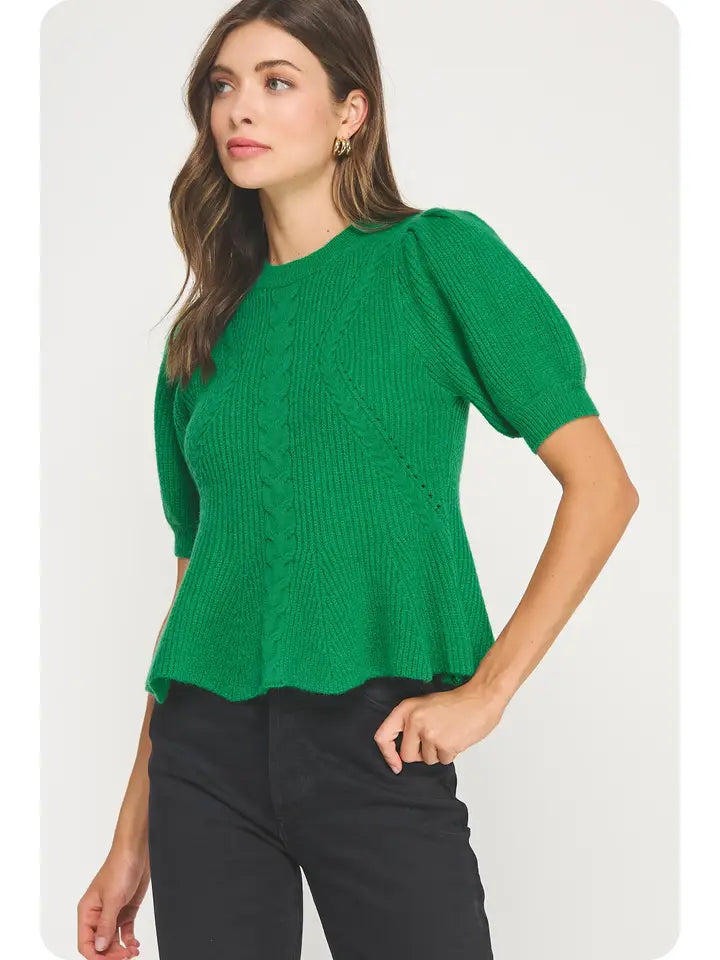 Emerald Peplum Knit Top