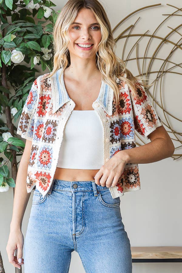 Sunset Bloom Crochet Top