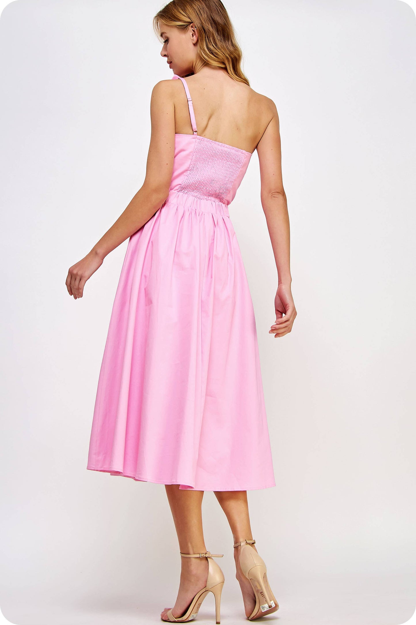 Knotted Flower Bow Midi Dress: Cherry Red / S