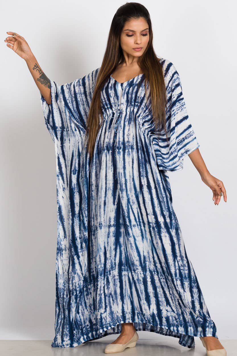 Shibori Caftans: Indigo & White