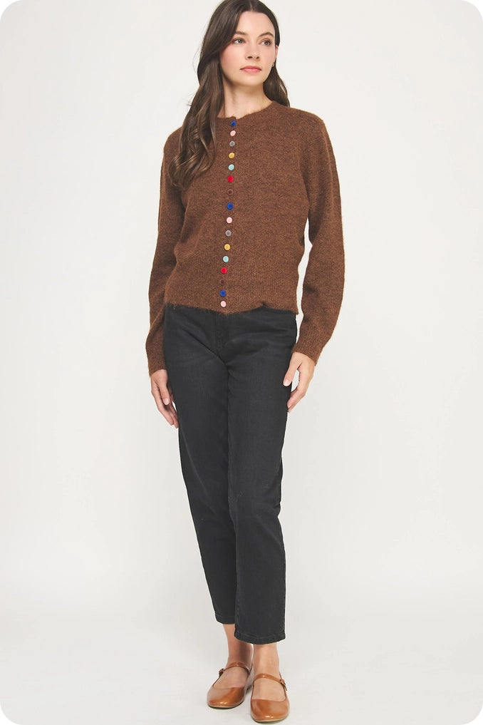 Multicolor Button Knit Cardigan