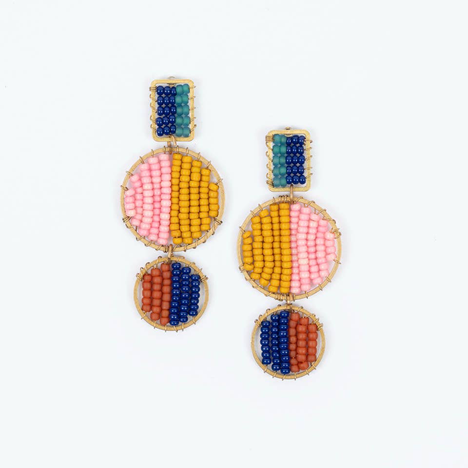 Mod Block Earrings: Deep Pop