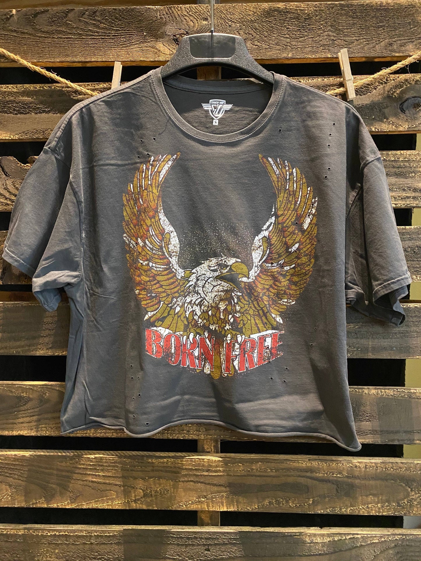 Born Free OVERSIZED 90's vibe  Cropped  T- shirt: Large Black acid wash Relaxed