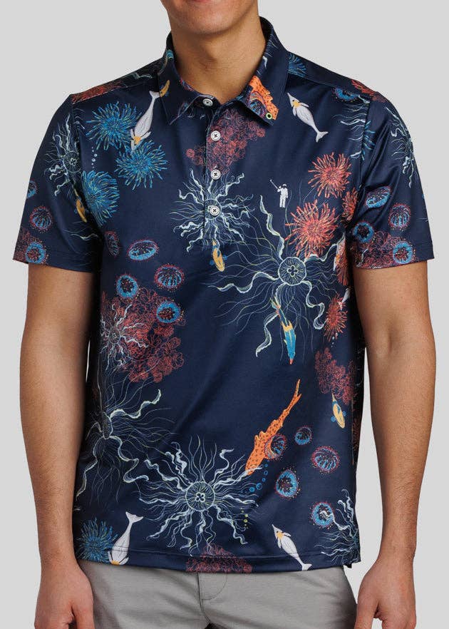 Electric Sea Men's Polo: Navy