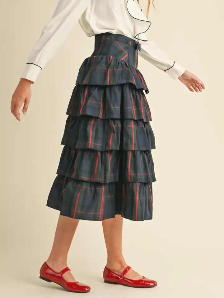 Plaid Tiered Skirt