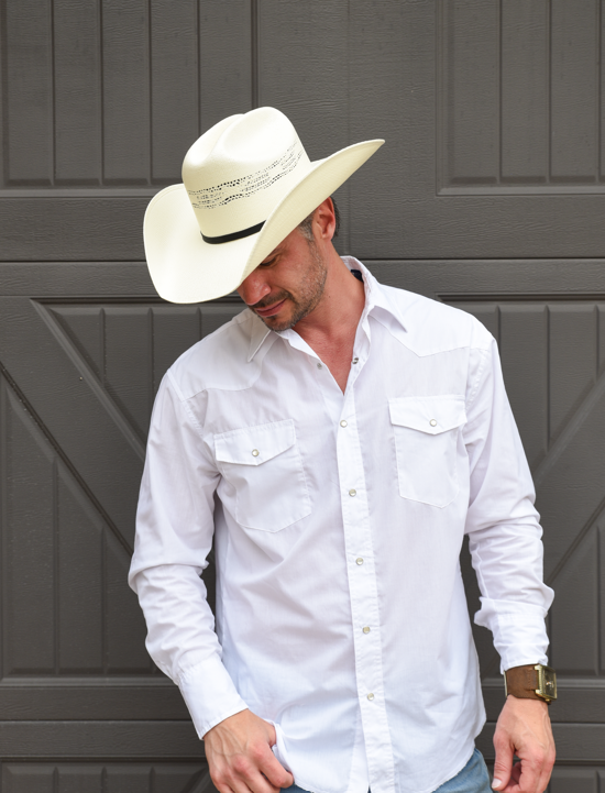 Cream Bangora Straw Western Cowboy Hat