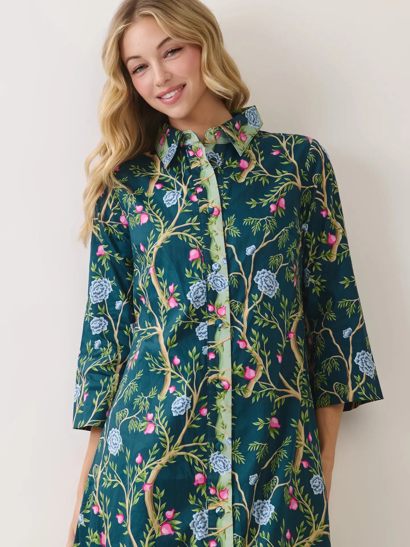 Garden Society Midi Button Up Dress