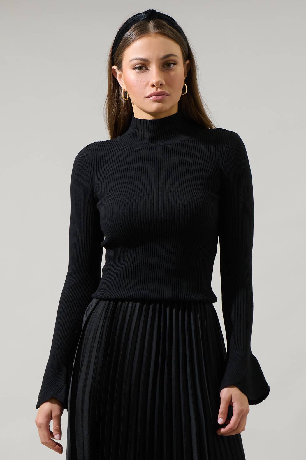 Black Malvern Bay Mock Neck Sweater