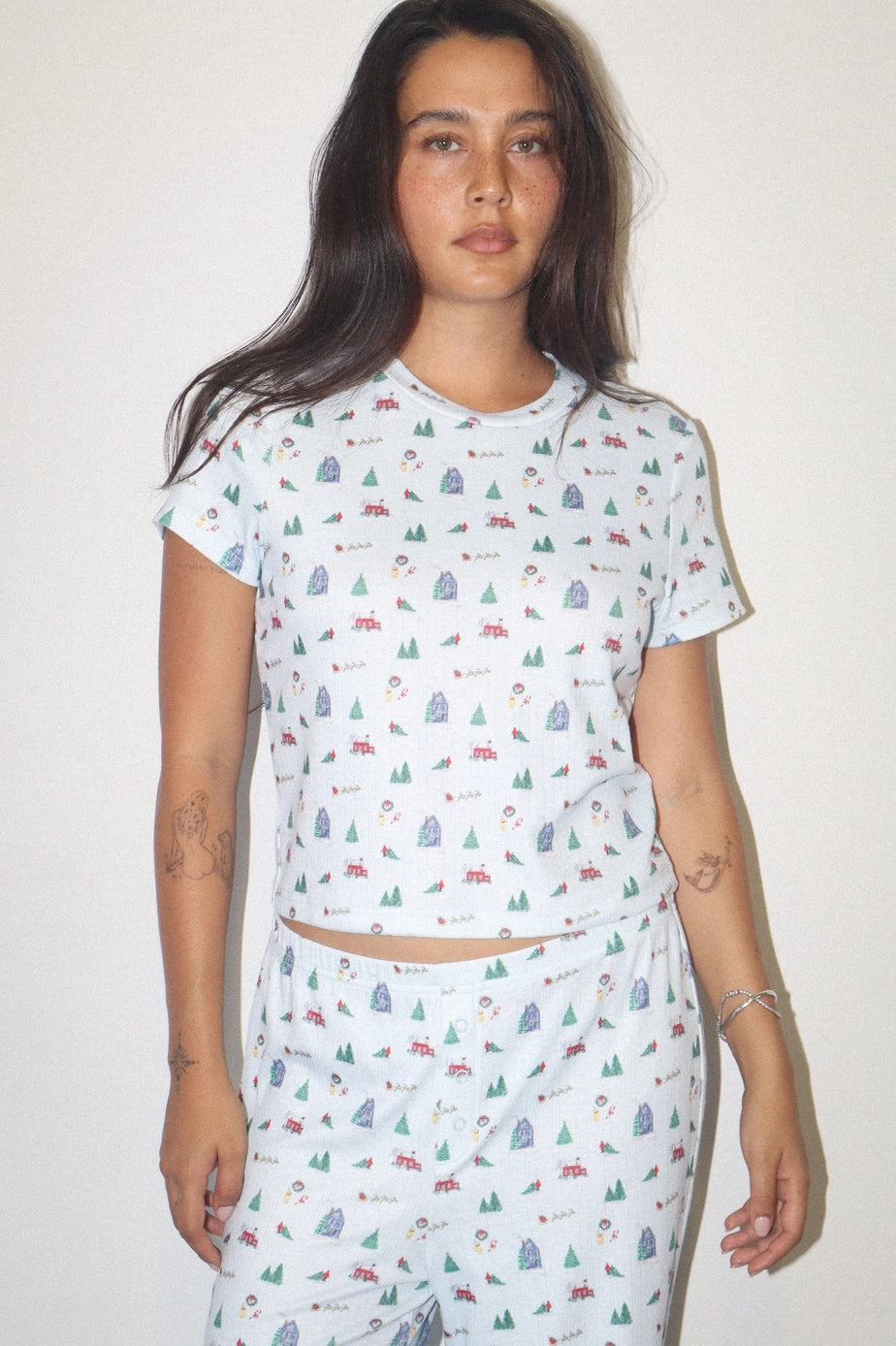 Merry Moments Holiday Print Lounge Top (part of a set)