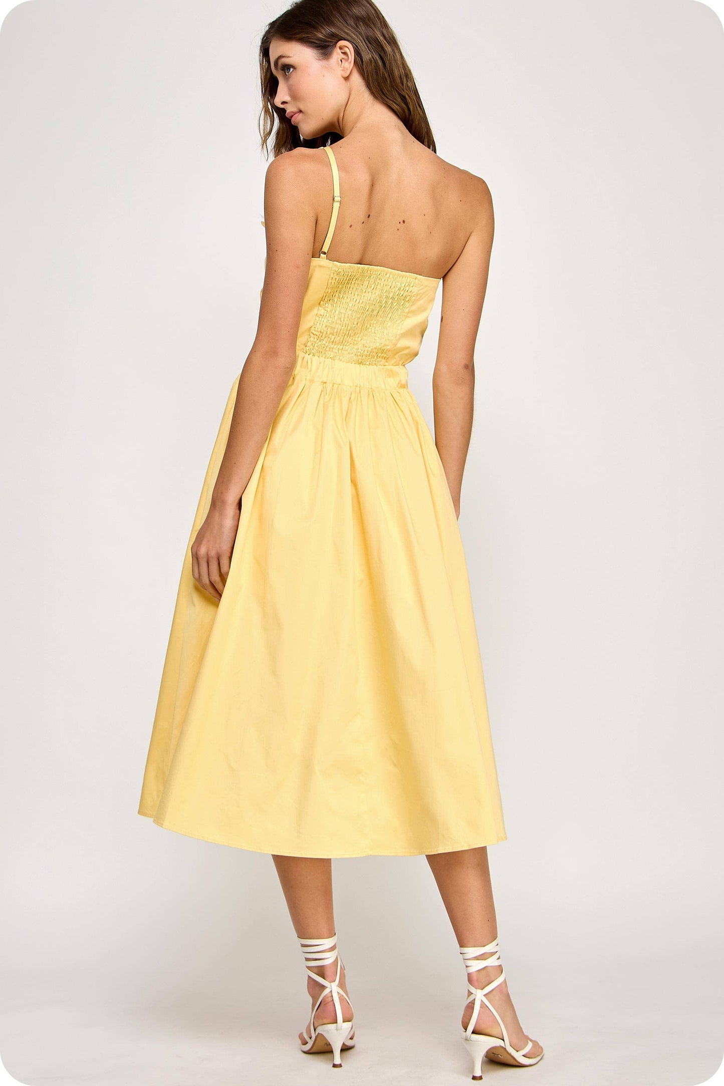 Knotted Flower Bow Midi Dress: Cherry Red / S