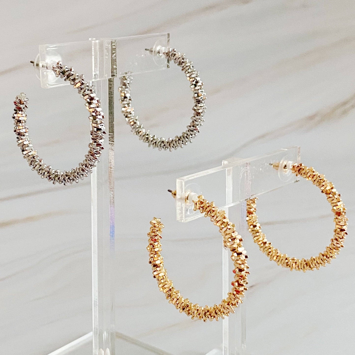 Golden Pebbles Hoop Earrings: Gold
