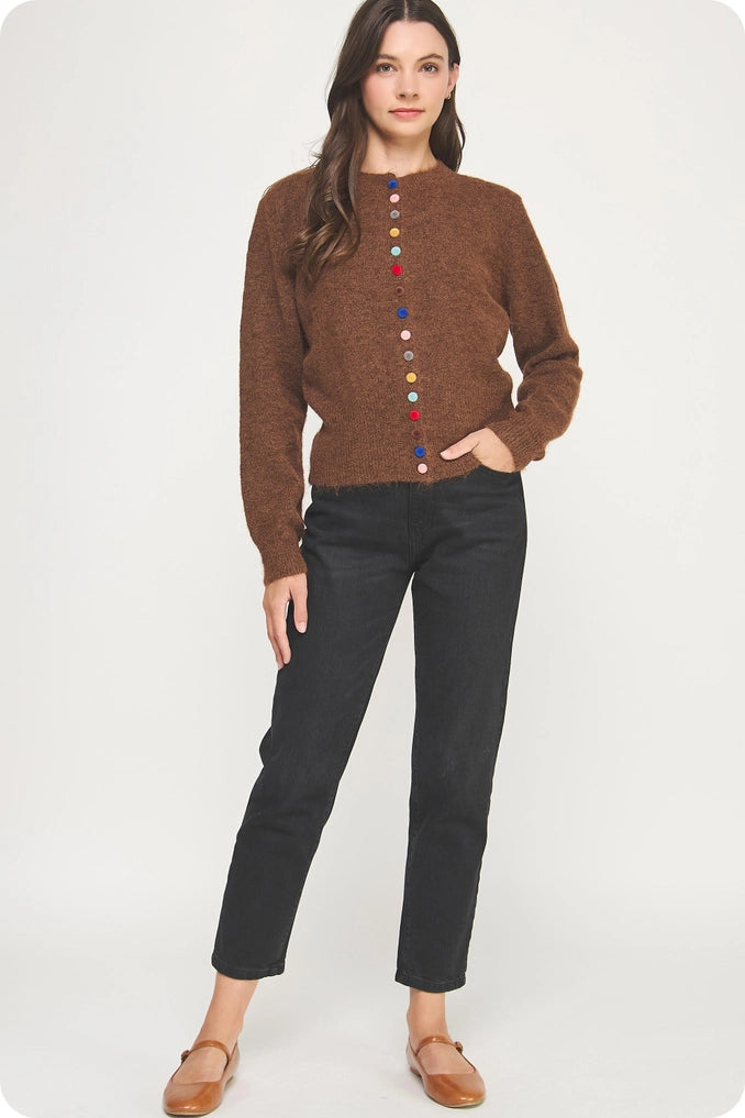 Multicolor Button Knit Cardigan