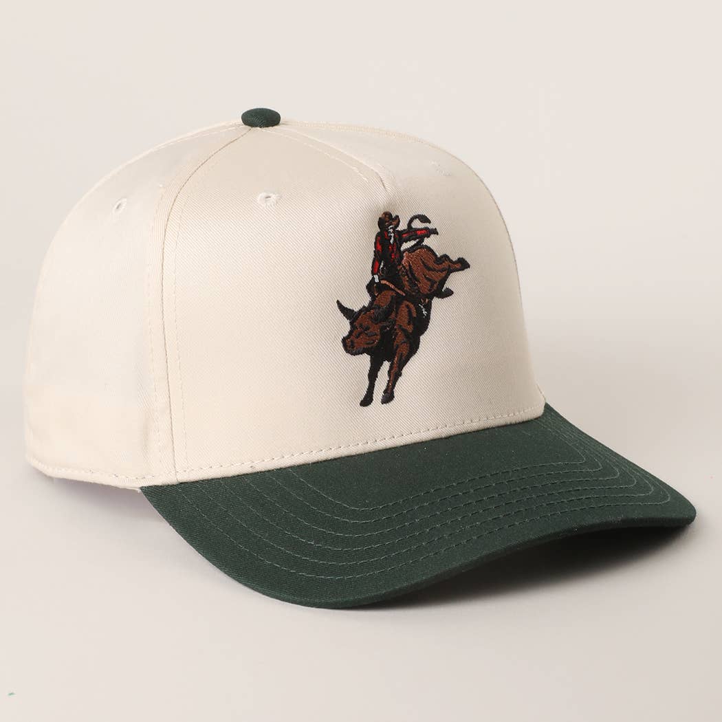 Rodeo Bull Rider Embroidered Trucker Hat : DKGRN/NATL / One Size