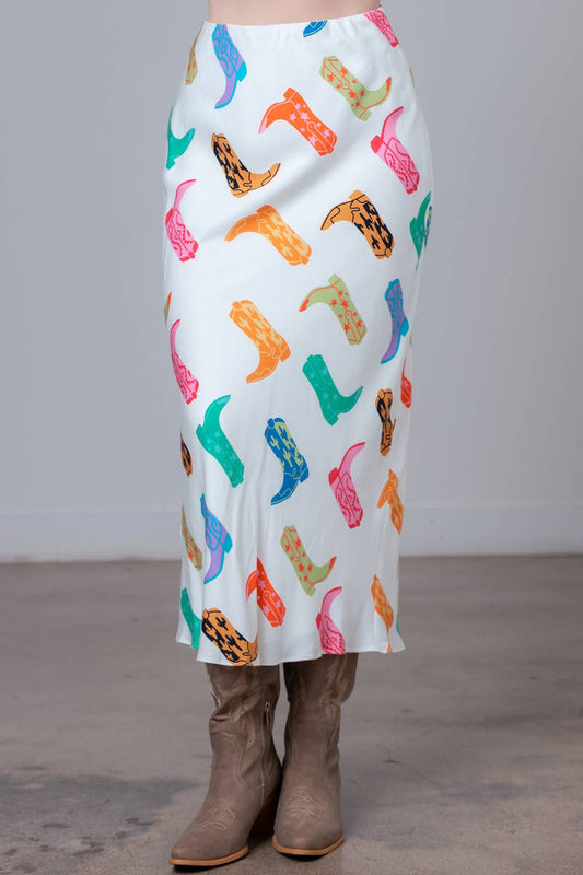 Cowboy Boot Midi Slip Skirt