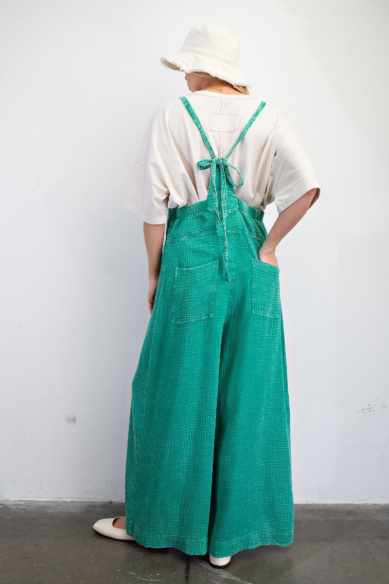 Atlantis Green Washed Cotton Overalls