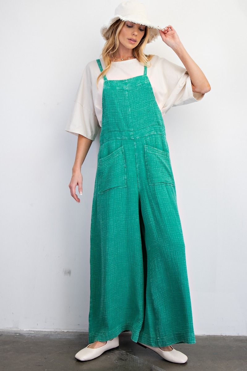 Atlantis Green Washed Cotton Overalls