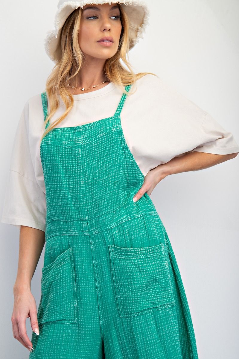 Atlantis Green Washed Cotton Overalls