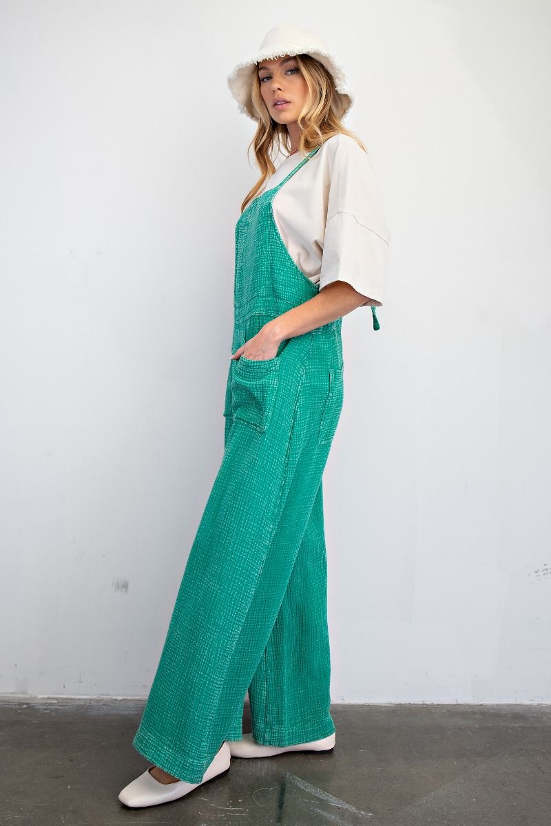 Atlantis Green Washed Cotton Overalls