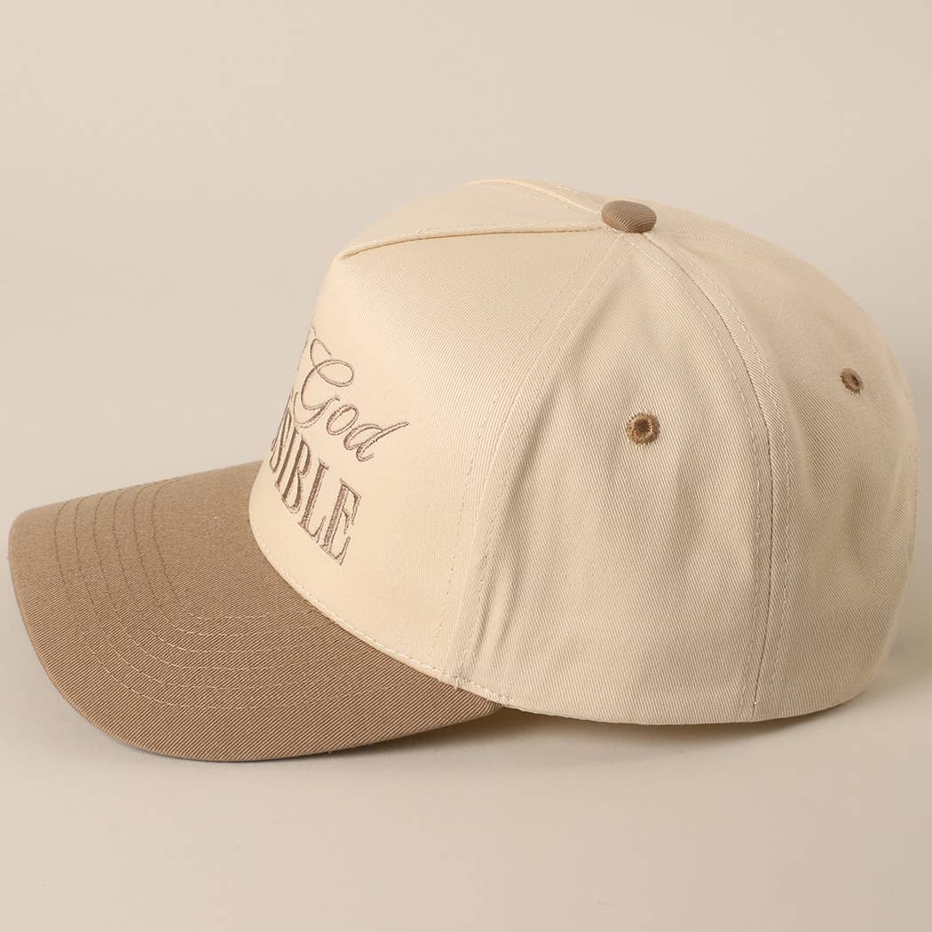 With God All Possible Embroidery Baseball Cap: SAGE / ONE SIZE