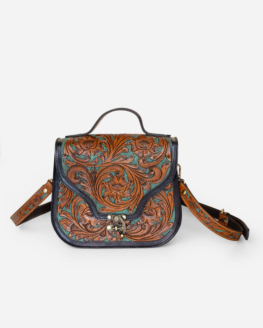 Sierra Vintage Hand-tooled Leather Crossbody