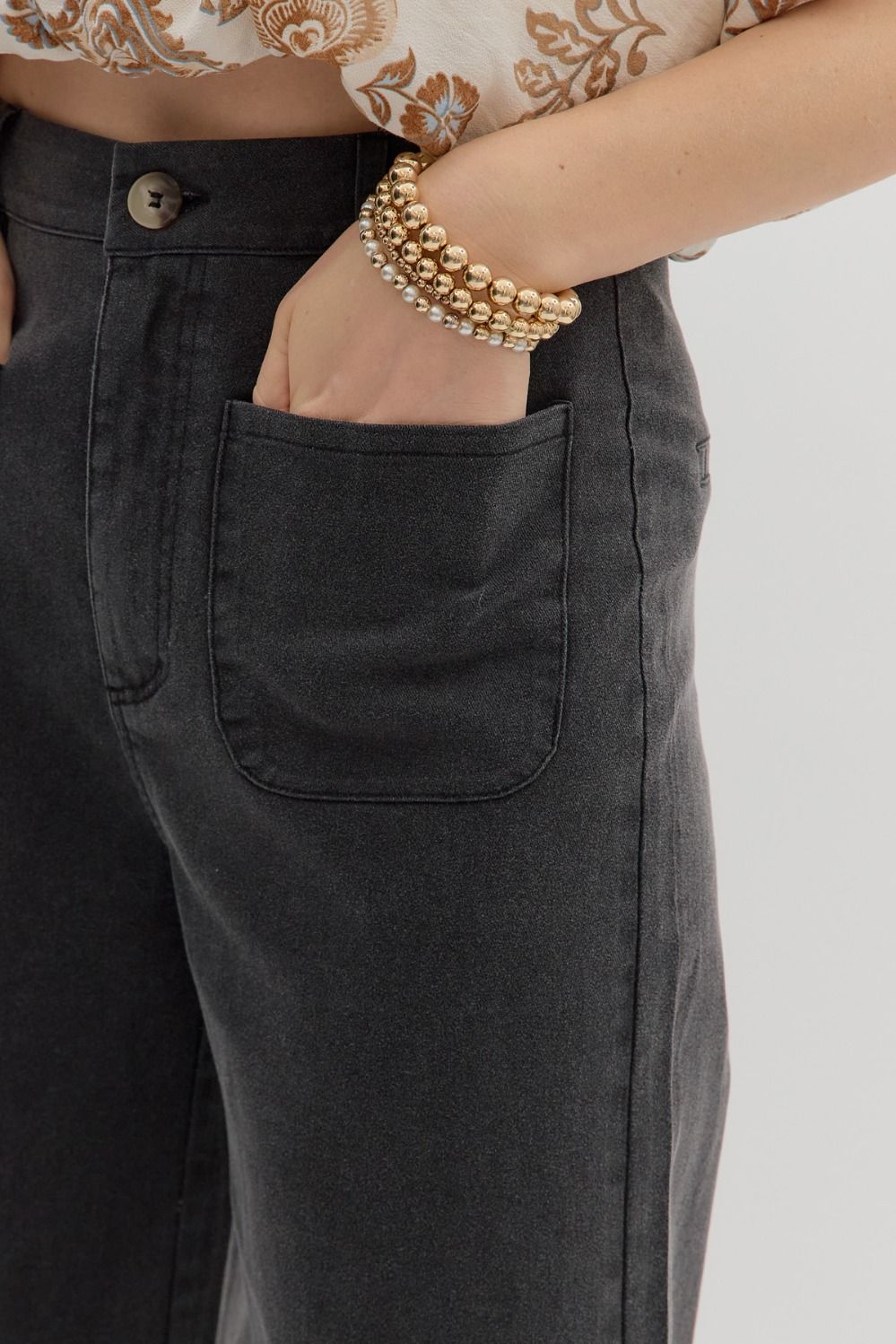 Black Crop Wide Leg Pants