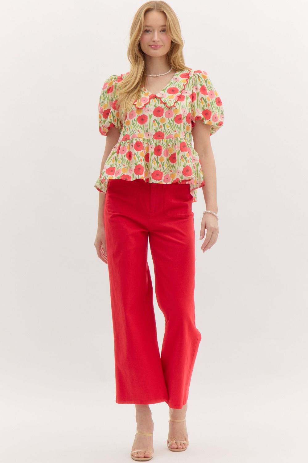 Red Wide Leg Pants