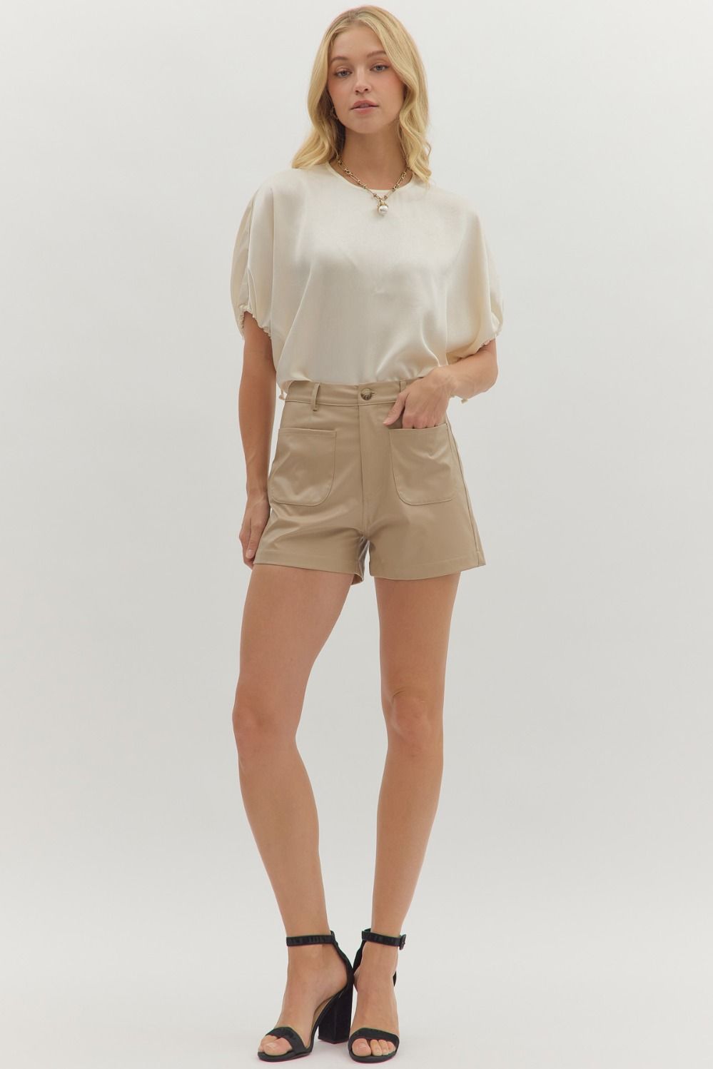 Taupe High Rise Shorts