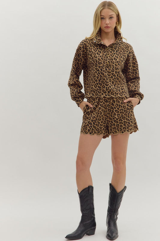 Leopard Print Scallop Shorts