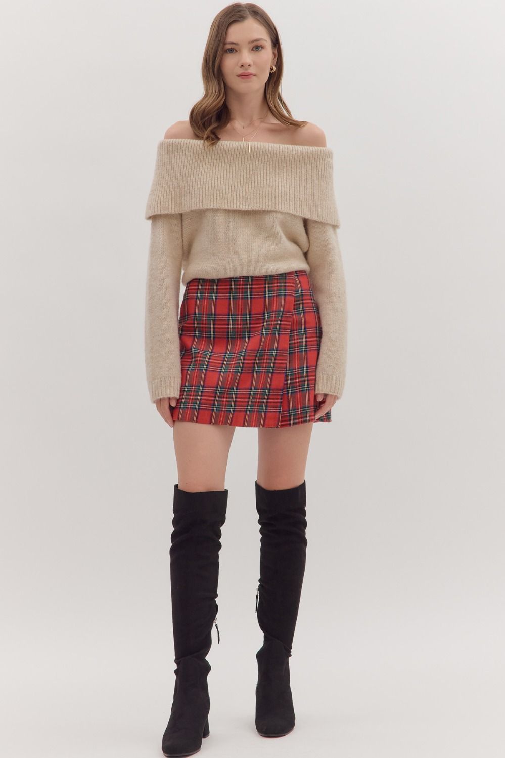 Red Plaid Wrap Skort