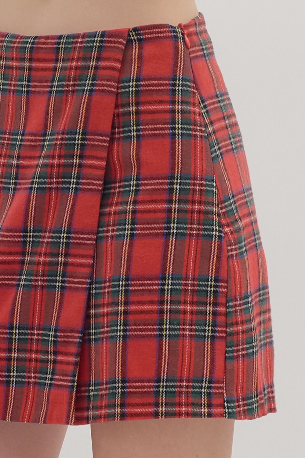 Red Plaid Wrap Skort