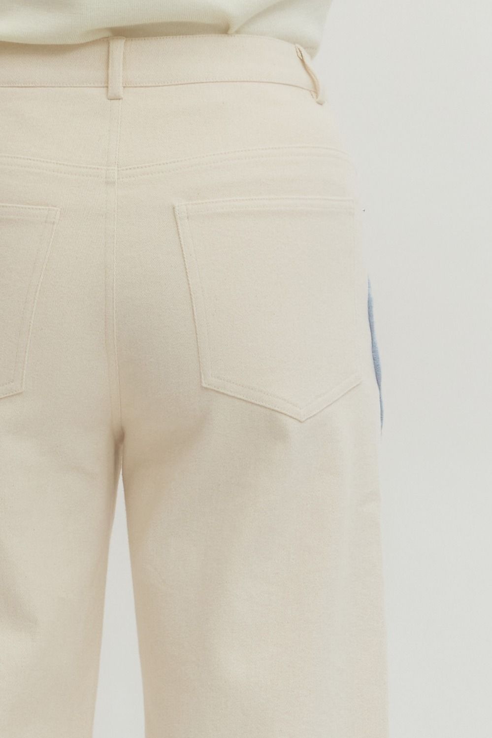 Cream Pants with Blue Lace Details